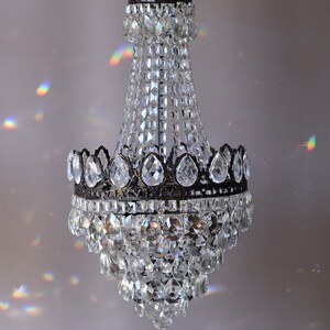 Antieke/vintage kristallen kroonluchter in brons en handgemaakte Empire glazen kroonluchter voor interieur, interieur, GRATIS EXPRESS verzending WERELDWIJD