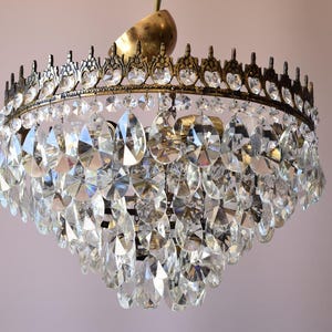 Vintage Crystal Chandelier: Antique Brass Semi Flush Mount Lighting