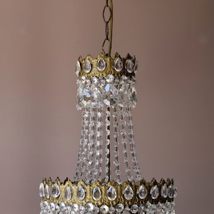 Two Matching Vintage Crystal Chandeliers in Antique French Style, Ceiling Lighting, lamps, Light Fixture FREE SHIPPING Worldwide