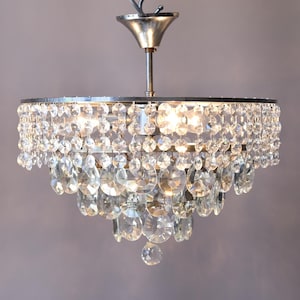 Silver crystal Chandelier Semi flush Lighting vintage light Antique Brass Crystal Chandelier French Style low Ceiling Lighting, dining lamp
