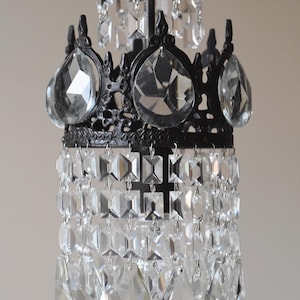 Mini Crystal Chandelier: Shabby Chic French Brass Pendant Light