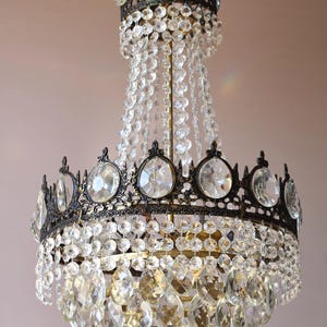 Antique Crystal Chandelier: French Style Brass Pendant Lighting
