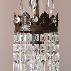Small Vintage Lamp ceiling pendant, mini crystal indoor Chandelier Antique French style light Vintage Home Bar Kitchen Brass Lighting Lustre