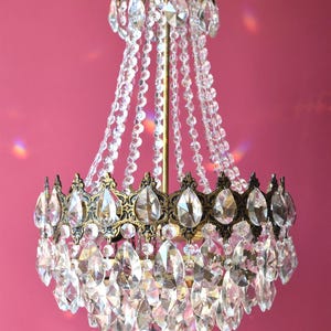 Vintage Crystal Chandelier: French Style Brass Pendant Lighting