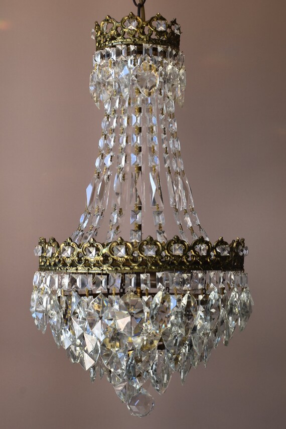 Easy Fit Antique Vintage Crystal Chandelier In Empire