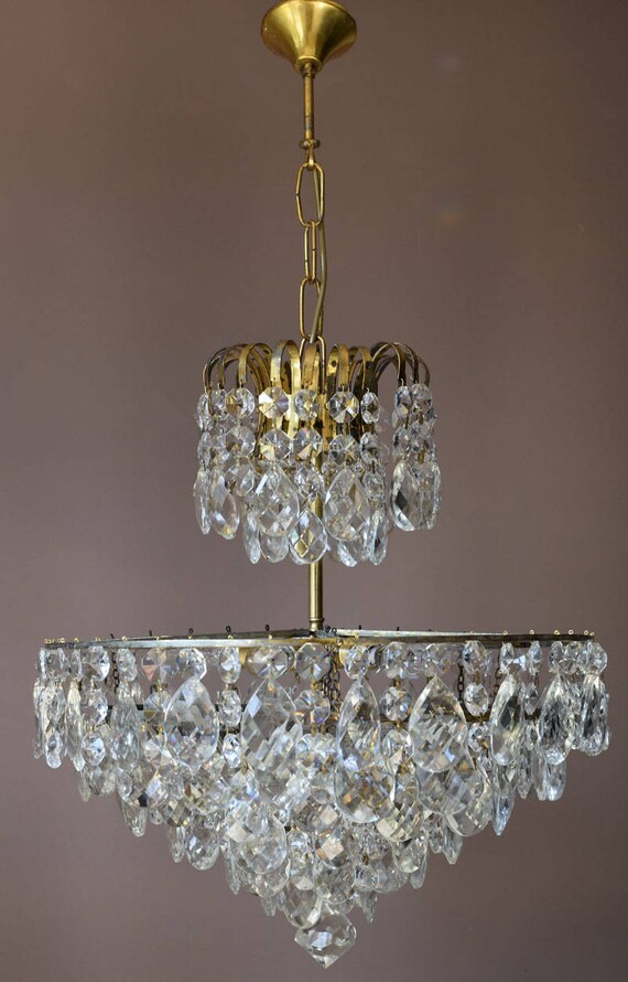 Hollywood Regency Chandelier Empire Large Antique French Vintage Crystal Brass Lamp Lighting Ceiling Home Light Fittings Fixture
