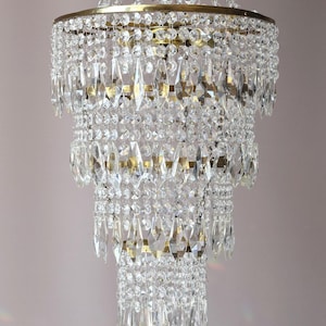 TALL STAIRWAY CHANDELIER Antique Brass Chandelier vintage lighting crystal chandelier French Empire Light Chandelier, Lamp Lighting pendant