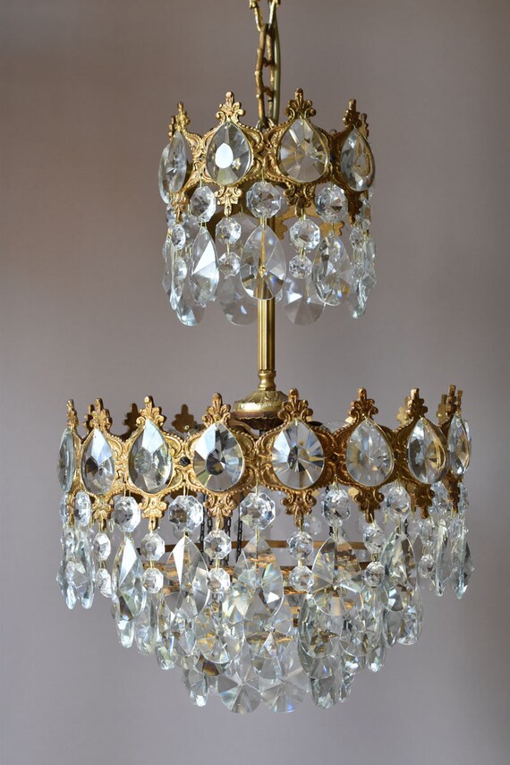 Brass Antique Vintage Crystal Chandelier For Home Living Lighting Shabby Chic Ceiling Lighting Free Worldwide Expedited Shipping