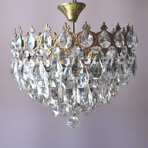 Home crystal Chandelier Semi flush Lighting vintage lighting Antique Brass Crystal Chandelier French Style low Ceiling Lighting, dining lamp