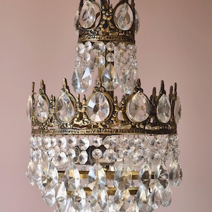 Vintage Crystal Chandelier:French Antique Style Brass & Crystal Pendant home ceiling lighting