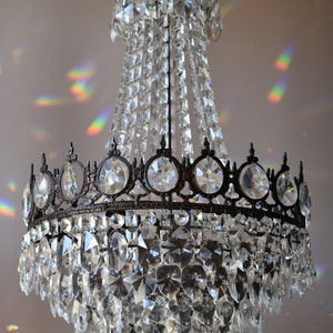 Antieke/vintage kristallen kroonluchter in brons en handgemaakte Empire glazen kroonluchter voor thuiswonen in antiek GRATIS EXPRESS verzending WERELDWIJD