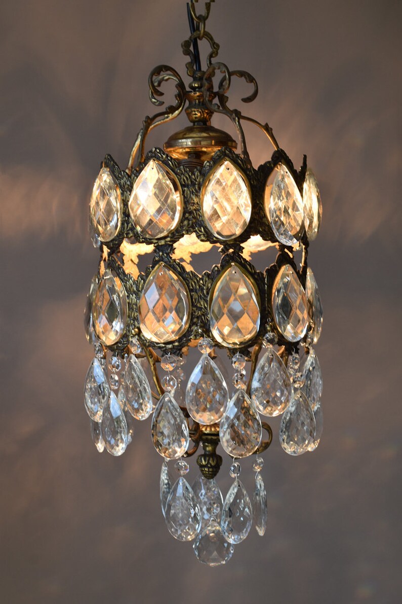 Lampe Kristall Alter Antik Dekoration Wohnzimmer Messing
