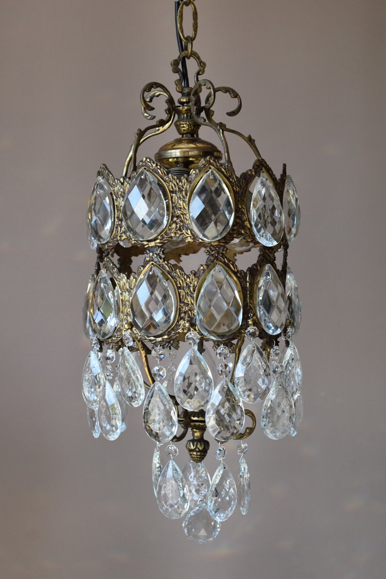 Lampe Kristall Alter Antik Dekoration Wohnzimmer Messing