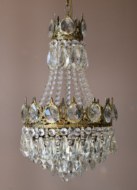 Art Nouveau Chandelier Antique French Vintage Crystal Image 0