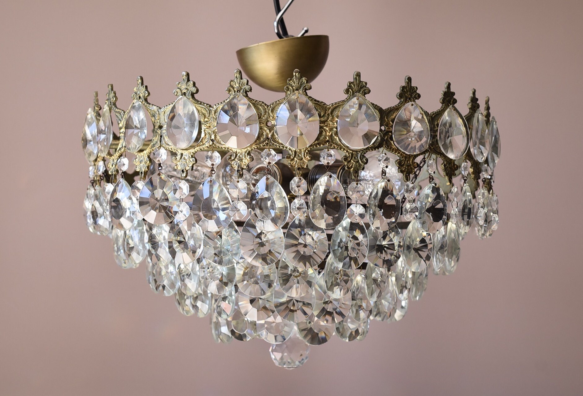 Chic Shabby Semi flush Mount Light Antique Vintage Crystal Chandelier in Brass in French Style Home Ceiling Lighting Hallway Bar Dining Lamp Etsy