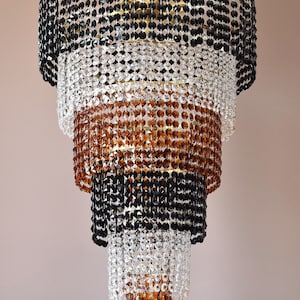 Vintage Crystal Chandelier: Multi Colour Antique Brass Home Lighting