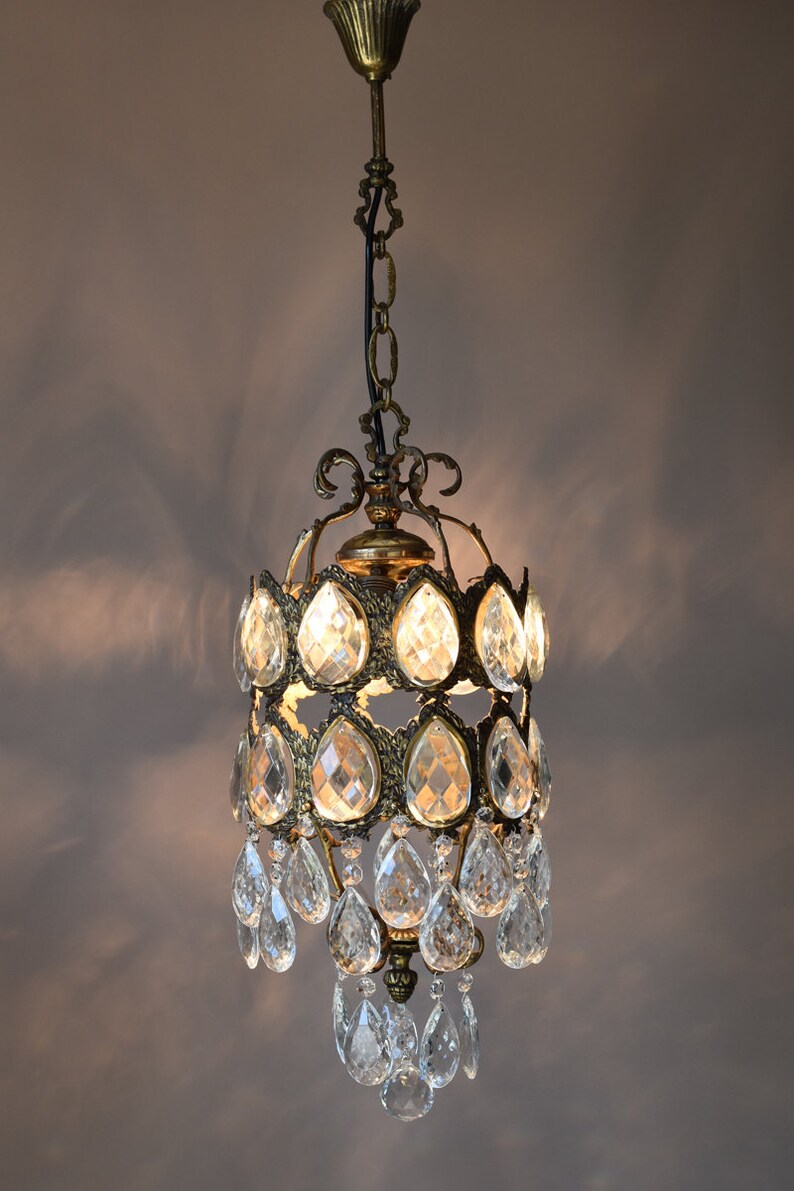 Lampe Kristall Alter Antik Dekoration Wohnzimmer Messing