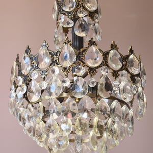 Vintage Crystal Chandelier: French Style Brass & Crystal Pendant Lighting Indoor Light Fixture