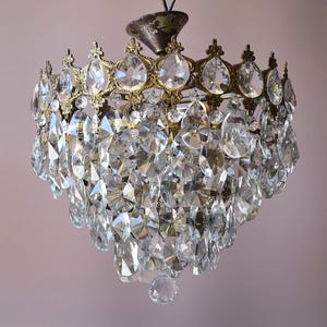 Vintage Crystal Chandelier: Antique Brass French Style Lighting