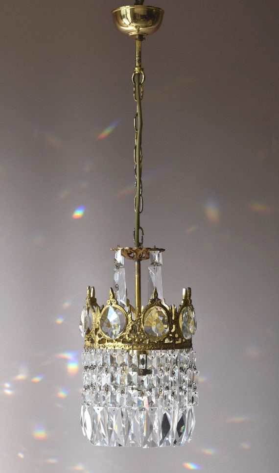 Mini Vintage Crystal Chandelier Antique French Vintage Crystal