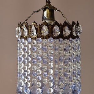 Vintage paarse en heldere kristallen kroonluchter in antieke Franse stijl, art nouveauverlichting voor interieurdecoratie, GRATIS EXPRESS VERZENDING
