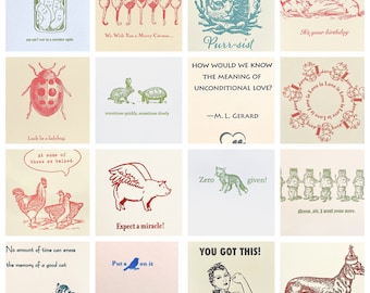 Combination of any six artisan letterpress notecards - greeting cards FREE SHIPPING