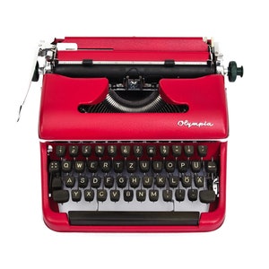 Red Typewriter Olympia SM2, Vintage Typewriter Working, Manual Typewriter 50s, Retro Typewriter Old, Unique Writer&#39;s Gift Olympia Typewriter
