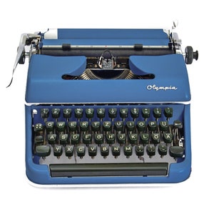Typewriter Olympia SM2, Working Typewriter Blue, Olympia Typewriter, Serviced Typewriter, Blue Typewriter Working, Writer&#39;s Gift Vintage