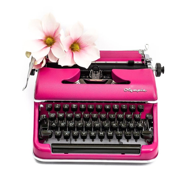 Pink Typewriter Working Typewriter Olympia SM2, Vintage Typewriter Pink, Retro Typewriter, Manual Typewriter, Gift for Writers, Gift for Her