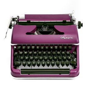 Working Typewriter Vintage, Olympia Typewriter, Purple Typewriter Olympia SM2, Manual Typewriter, Writer's Gift, Serviced Typewriter image 1