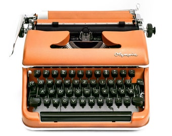 Olympia SM2 Schreibmaschine Orange, Retro Schreibmaschine Restauriert, Funktionsfähige Schreibmaschine Deutsch