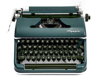 Olympia Typewriter Working, Dark Green Typewriter, Manual Typewriter Green, Antique Typewriter, Unique Gift for Writer