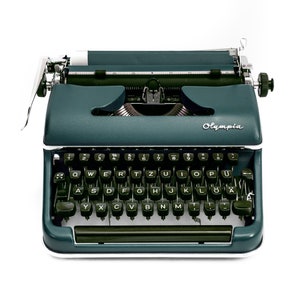 Olympia Typewriter Working, Dark Green Typewriter, Manual Typewriter Green, Antique Typewriter, Unique Gift for Writer image 1