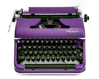 Working typewriter Purple, Manual Typewriter Vintage Typewriter Olympia SM2, Purple Typewriter Retro, Unique Gift for Writers, Office Decor