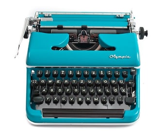 Olympia Schreibmaschine Vintage, QWERTZ Schreibmaschine Blau, Restaurierte Schreibmaschine Olympia SM3, Schreibmaschine Funktionsfähig