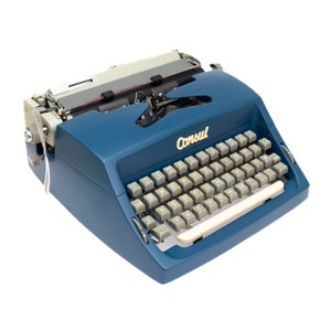 Vintage Typewriter Blue, Restored Typewriter Consul, Gift for Writers, Dark Blue Typewriter, Retro Typewriter, Working Typewriter 60s image 6