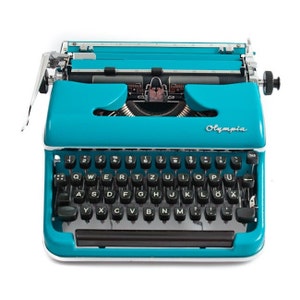 Olympia Typewriter Working, Blue Typewriter, Writer&#39;s Gift, Serviced Typewriter Vintage 50s