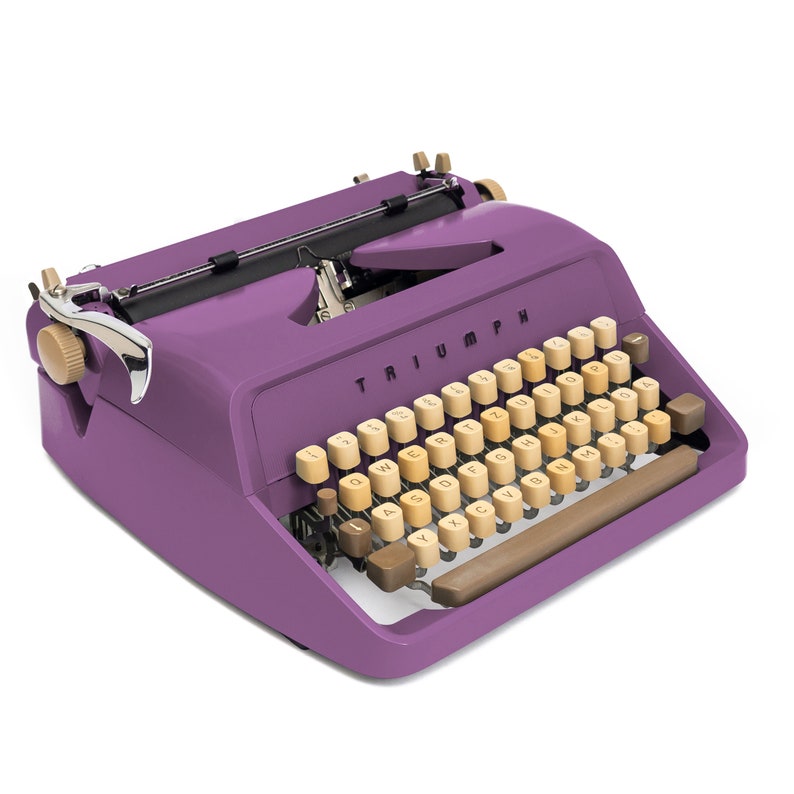 Purple Typewriter Working, Vintage Typewriter Triumph Gabriele 1, Manual Typewriter Violet, Gift for Writer, Serviced Typewriter Restored image 5