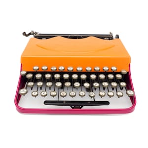 Typewriter Klein Adler 2, Working Typewriter Orange and Red, Portable Typewriter Retro, Adler Typewriter, Writer&#39;s Gift