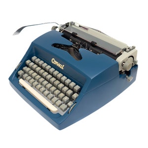 Vintage Typewriter Blue, Restored Typewriter Consul, Gift for Writers, Dark Blue Typewriter, Retro Typewriter, Working Typewriter 60s image 3