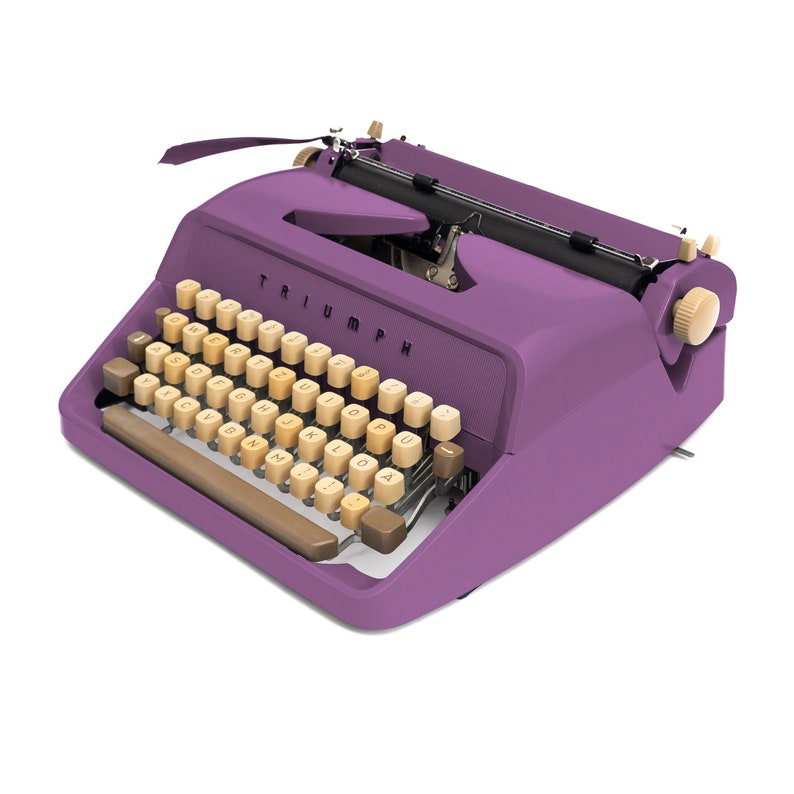 Purple Typewriter Working, Vintage Typewriter Triumph Gabriele 1, Manual Typewriter Violet, Gift for Writer, Serviced Typewriter Restored image 4