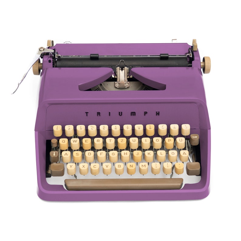 Purple Typewriter Working, Vintage Typewriter Triumph Gabriele 1, Manual Typewriter Violet, Gift for Writer, Serviced Typewriter Restored image 3