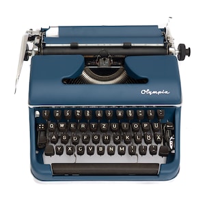Máquina de escrever Olympia SM2, máquina de escrever azul gasolina vintage, máquina de escrever de trabalho, máquina de escrever Olympia azul, presente do escritor, máquina de escrever manual retrô