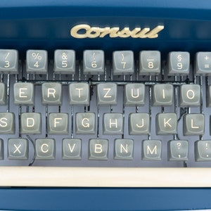 Vintage Typewriter Blue, Restored Typewriter Consul, Gift for Writers, Dark Blue Typewriter, Retro Typewriter, Working Typewriter 60s image 7