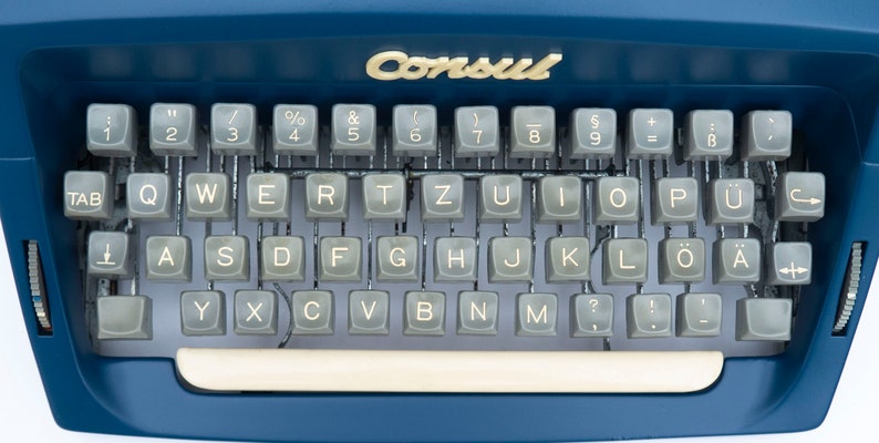 Vintage Typewriter Blue, Restored Typewriter Consul, Gift for Writers, Dark Blue Typewriter, Retro Typewriter, Working Typewriter 60s image 7