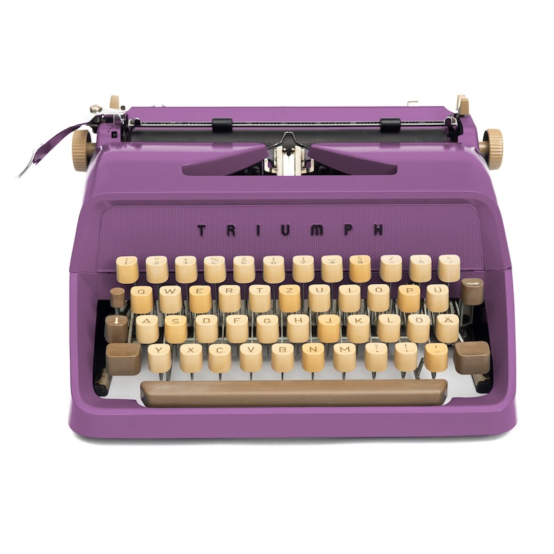 Purple Typewriter Working, Vintage Typewriter Triumph Gabriele 1, Manual Typewriter Violet, Gift for Writer, Serviced Typewriter Restored image 2