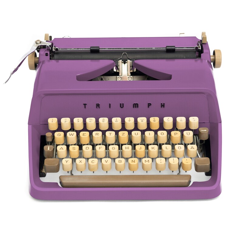 Purple Typewriter Working, Vintage Typewriter Triumph Gabriele 1, Manual Typewriter Violet, Gift for Writer, Serviced Typewriter Restored image 1