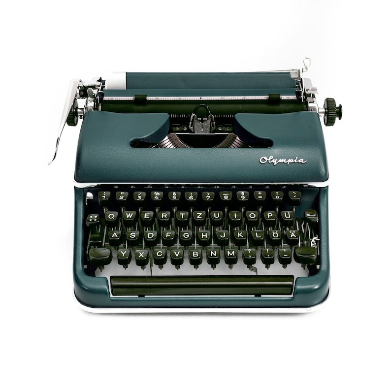 Olympia Typewriter Working, Dark Green Typewriter, Manual Typewriter Green, Antique Typewriter, Unique Gift for Writer image 1