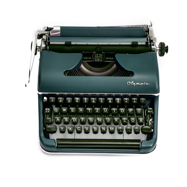 Olympia Typewriter Working, Dark Green Typewriter, Manual Typewriter Green, Antique Typewriter, Unique Gift for Writer image 3