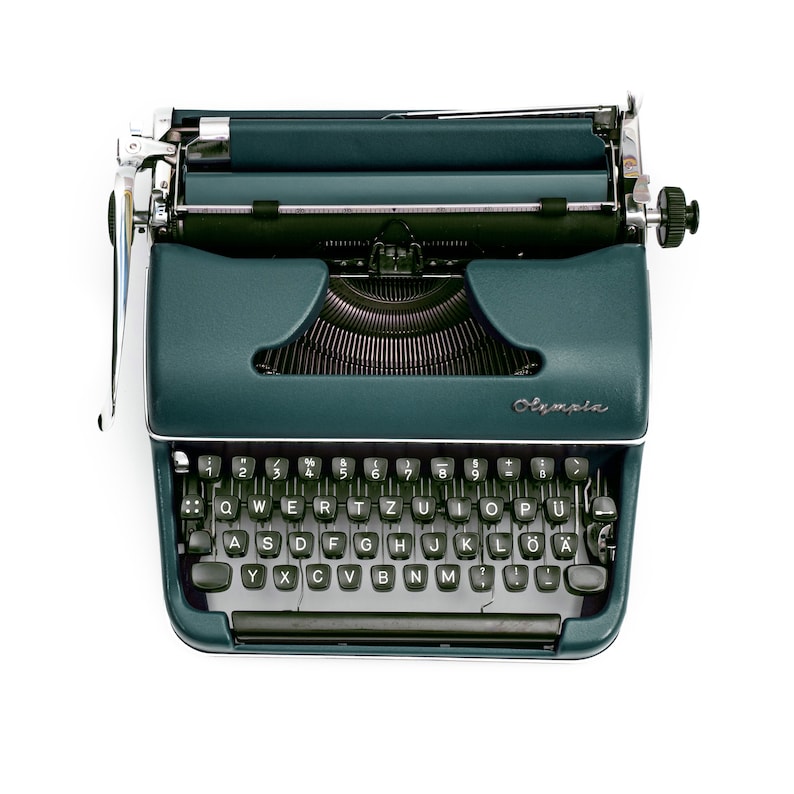 Olympia Typewriter Working, Dark Green Typewriter, Manual Typewriter Green, Antique Typewriter, Unique Gift for Writer image 5